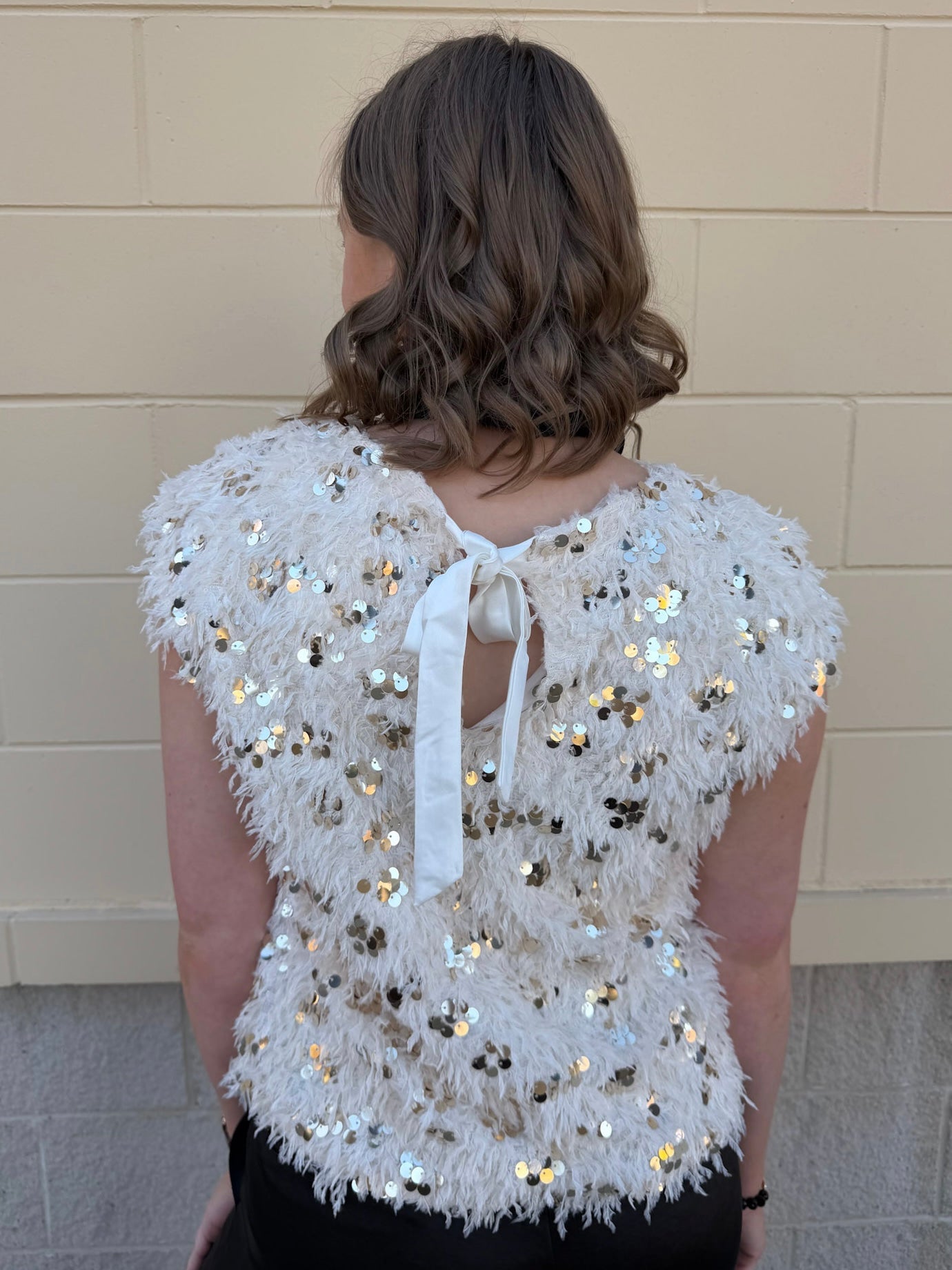 Golden Glow Feather Sweater Top - The Pink Pineapple 850