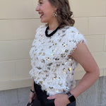 Golden Glow Feather Sweater Top - The Pink Pineapple 850