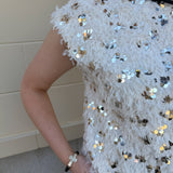 Golden Glow Feather Sweater Top - The Pink Pineapple 850