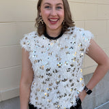 Golden Glow Feather Sweater Top - The Pink Pineapple 850