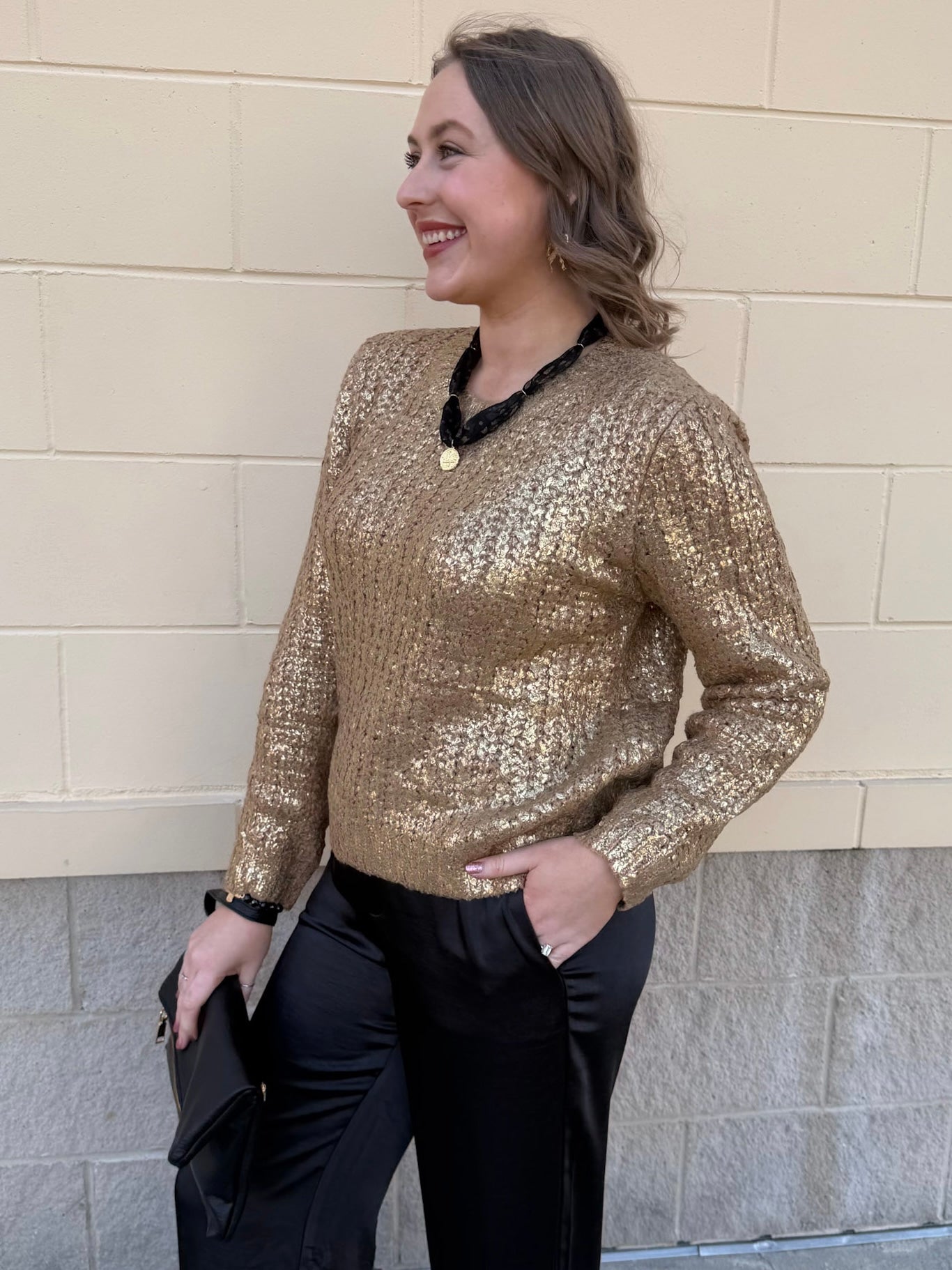 Golden Glow Shimmer Sweater - The Pink Pineapple 850