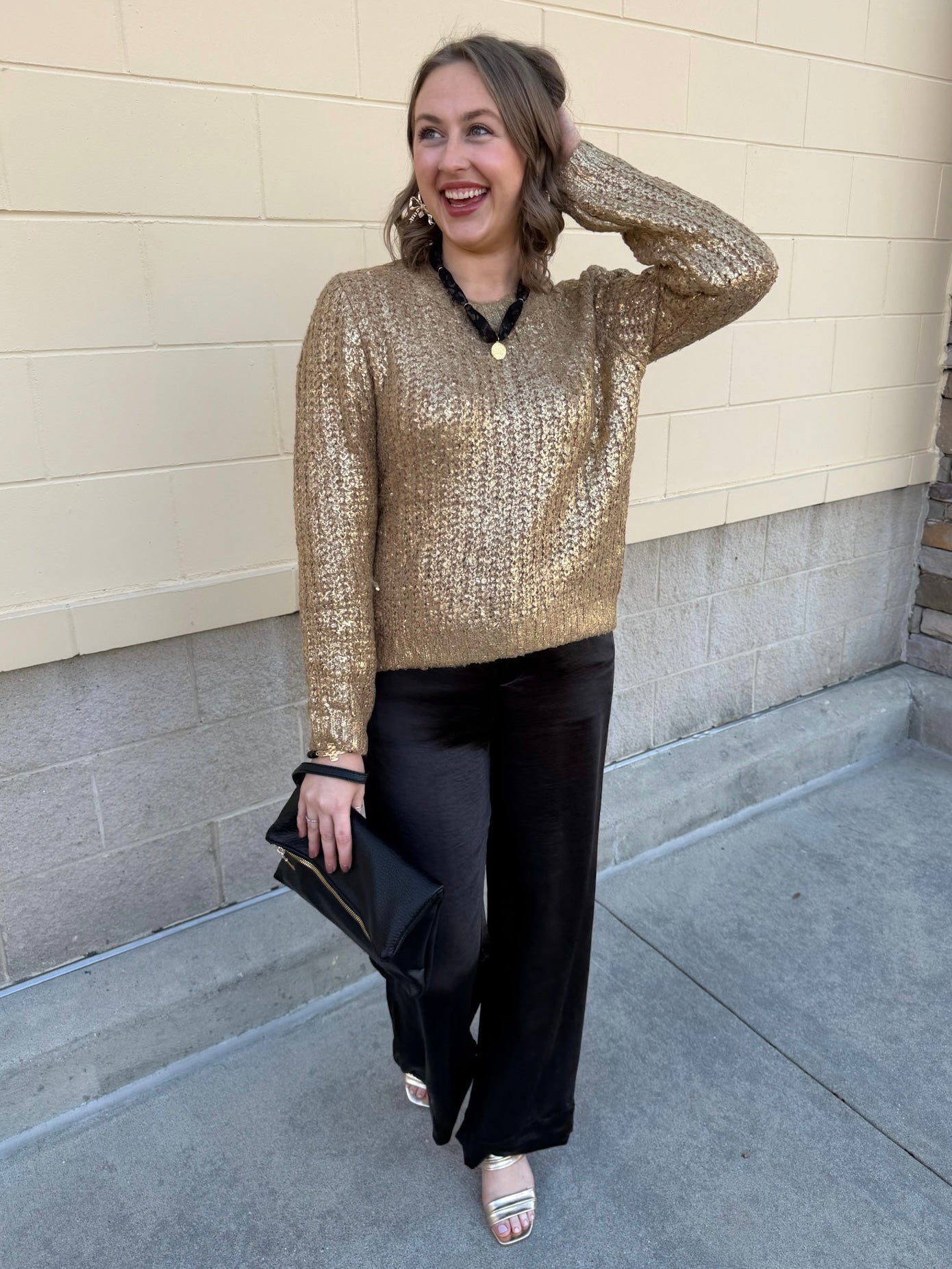 Golden Glow Shimmer Sweater - The Pink Pineapple 850