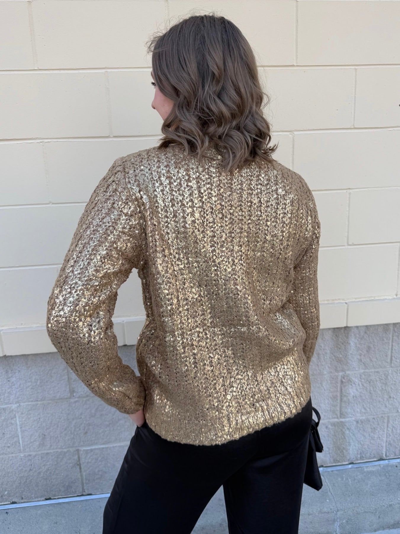 Golden Glow Shimmer Sweater - The Pink Pineapple 850