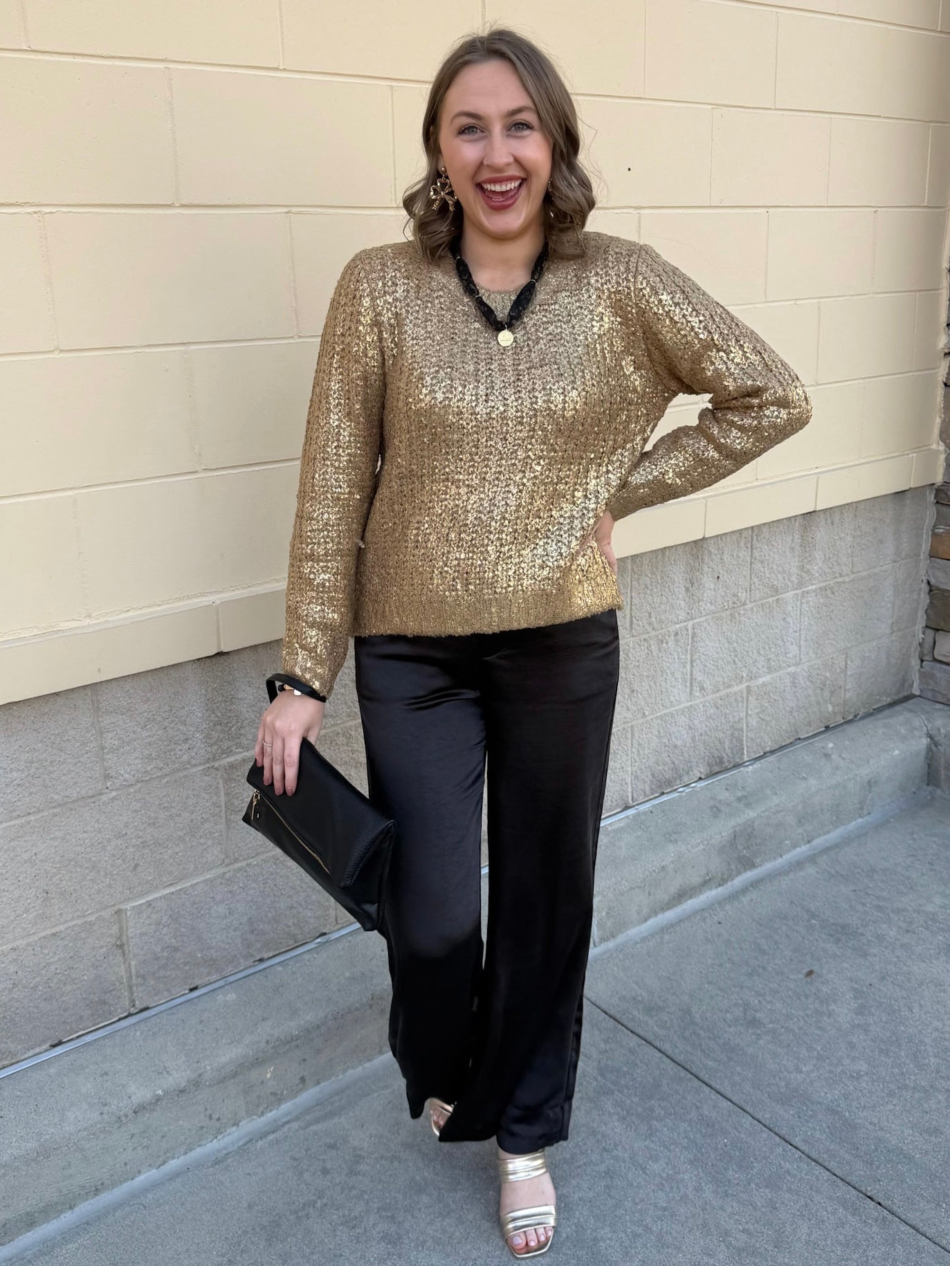 Golden Glow Shimmer Sweater - The Pink Pineapple 850