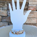 Golden Grace White Crystal Stretch Bracelet Set - The Pink Pineapple 850