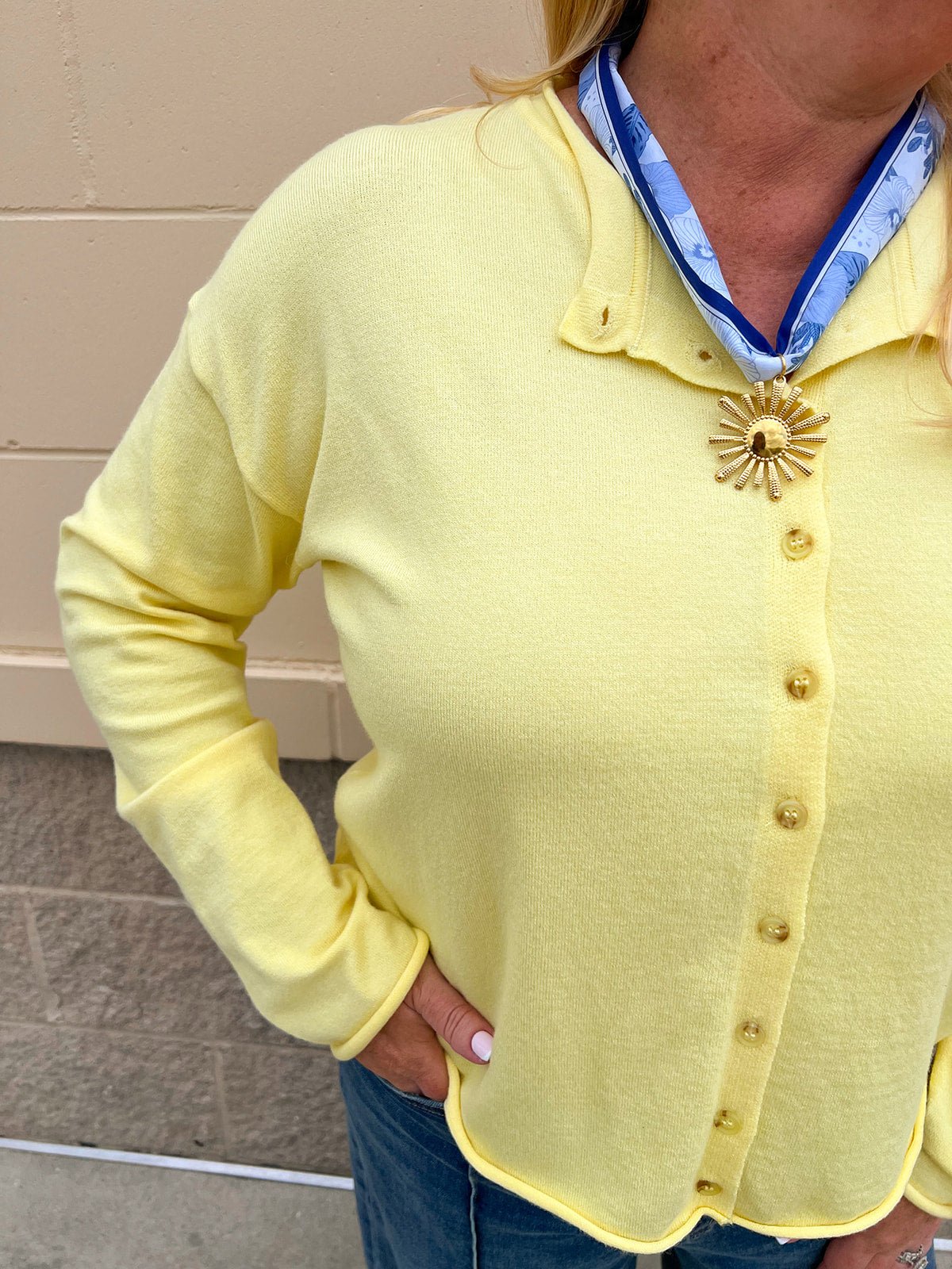Golden Hour Button Down Sweater - The Pink Pineapple 850
