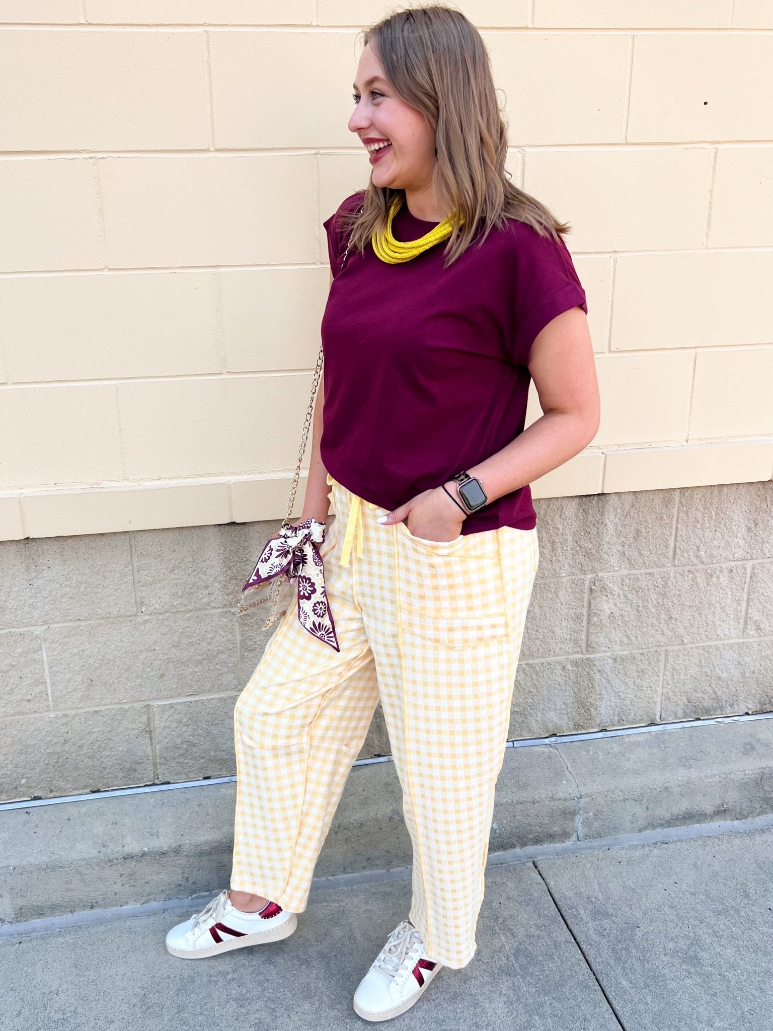 Golden Hour Check Pants - The Pink Pineapple 850