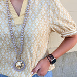 Golden Hour Garden Mandarin Collar Top - The Pink Pineapple 850