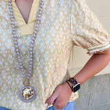 Golden Hour Garden Mandarin Collar Top - The Pink Pineapple 850