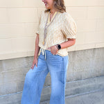 Golden Hour Garden Mandarin Collar Top - The Pink Pineapple 850