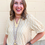 Golden Hour Garden Mandarin Collar Top - The Pink Pineapple 850