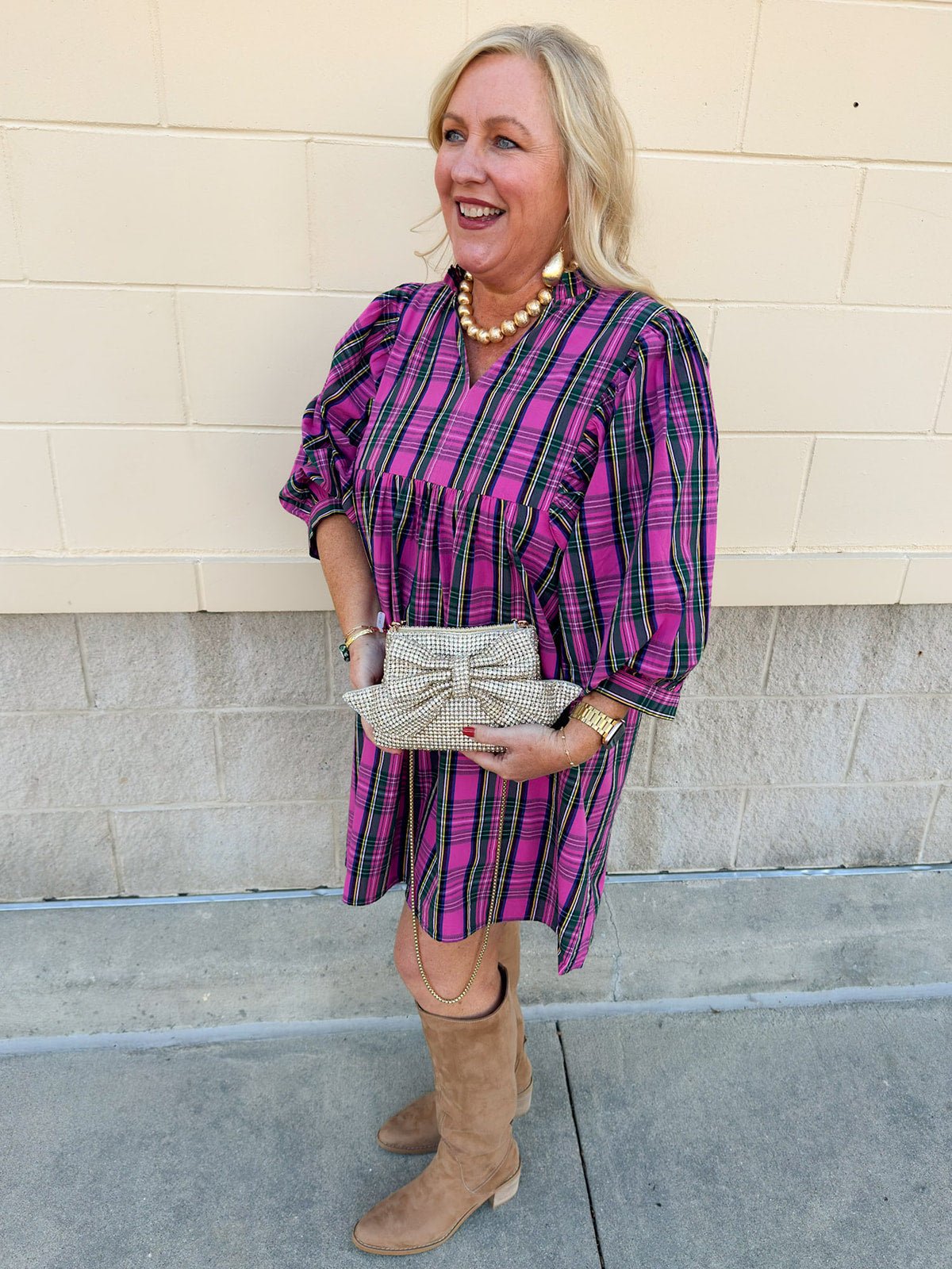 Golden Hour Gemstone Bow Crossbody Bag - The Pink Pineapple 850