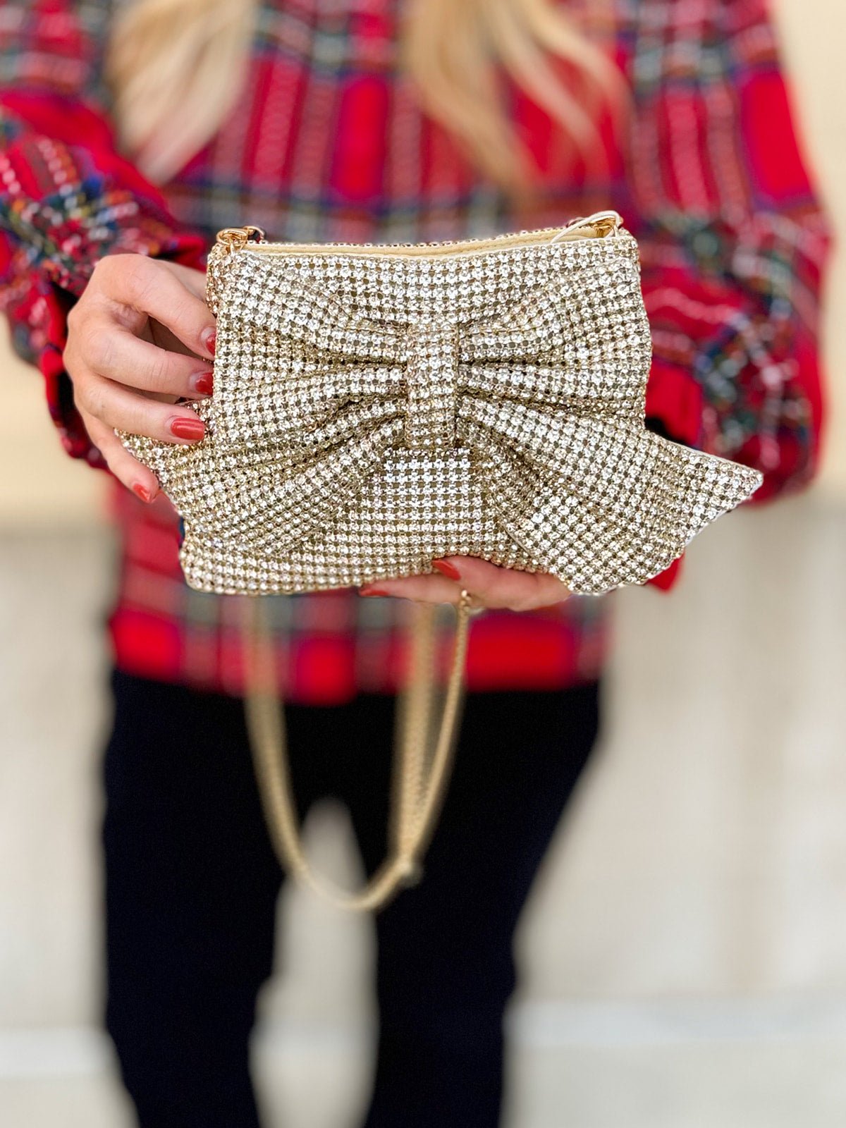 Golden Hour Gemstone Bow Crossbody Bag - The Pink Pineapple 850