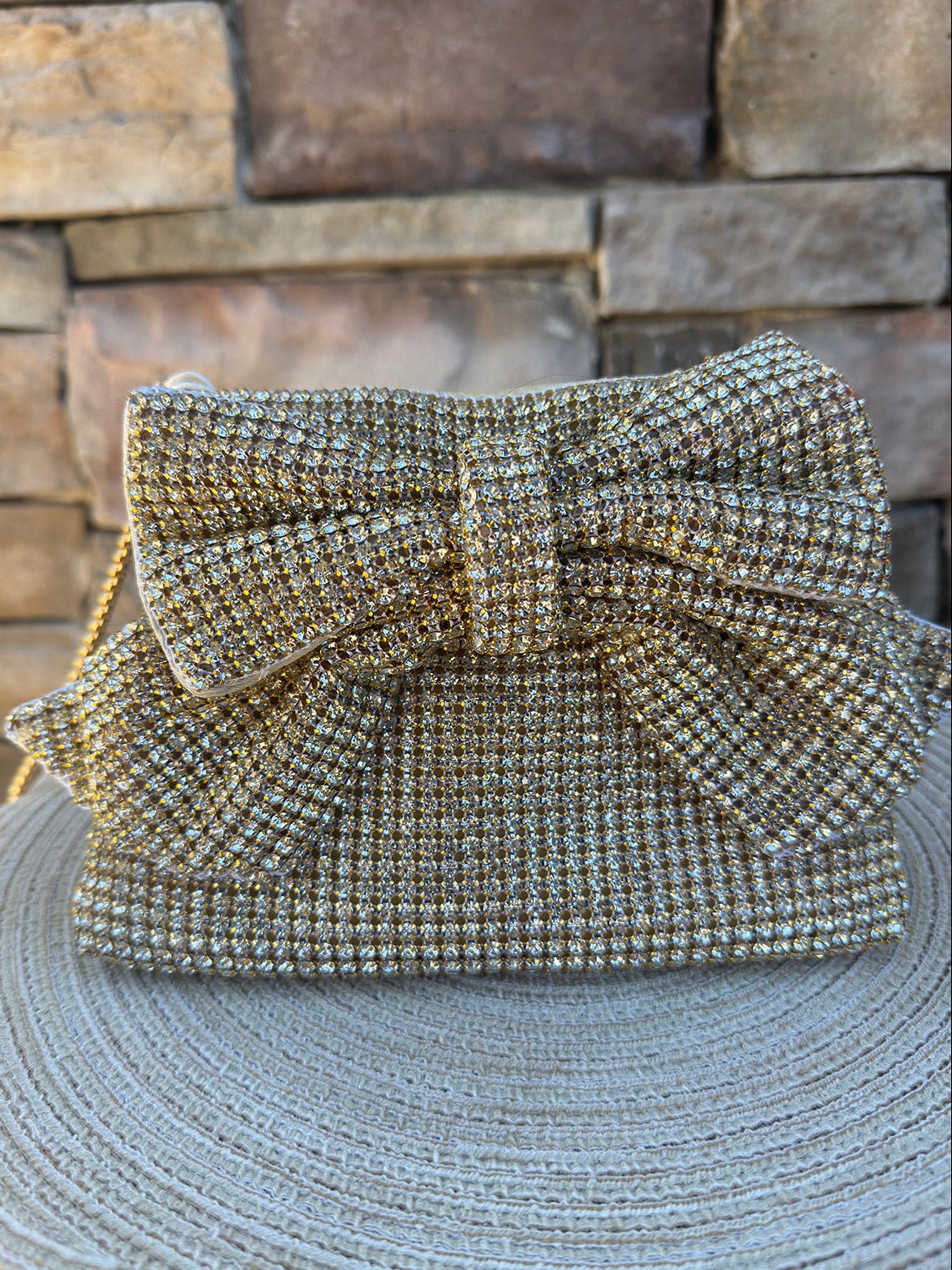 Golden Hour Gemstone Bow Crossbody Bag - The Pink Pineapple 850