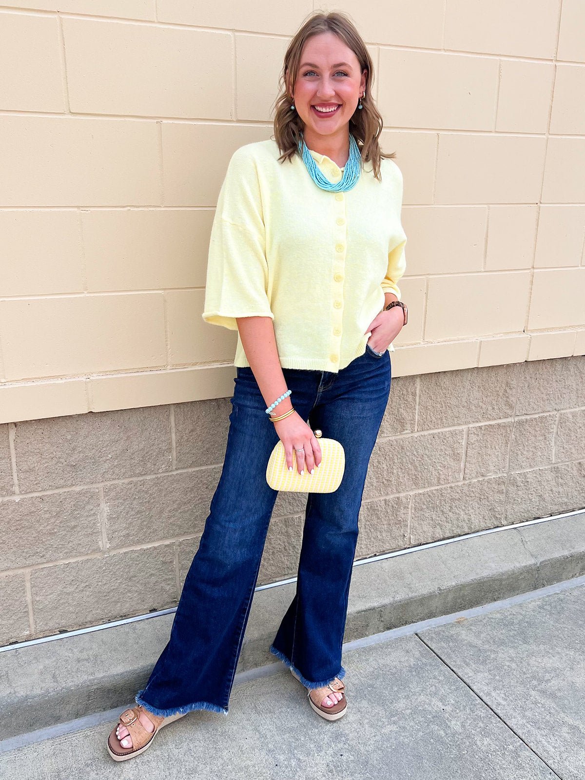 Golden Marigold Button Down Sweater - The Pink Pineapple 850