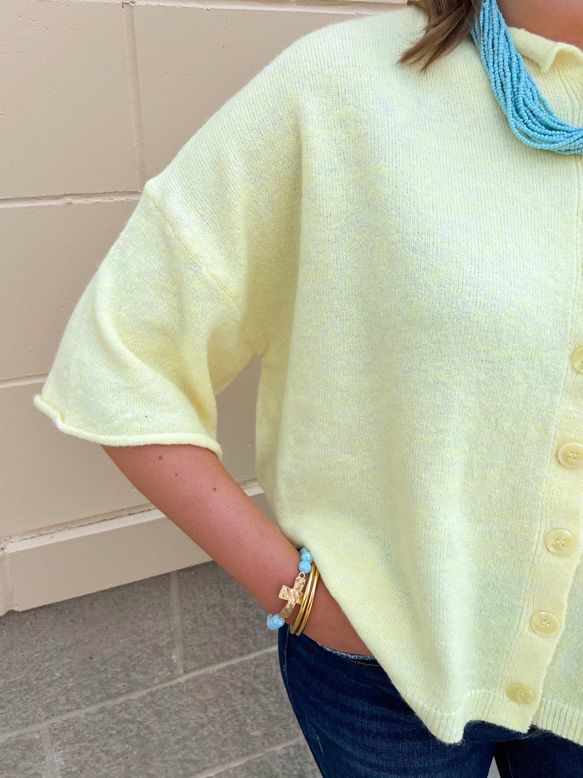 Golden Marigold Button Down Sweater - The Pink Pineapple 850