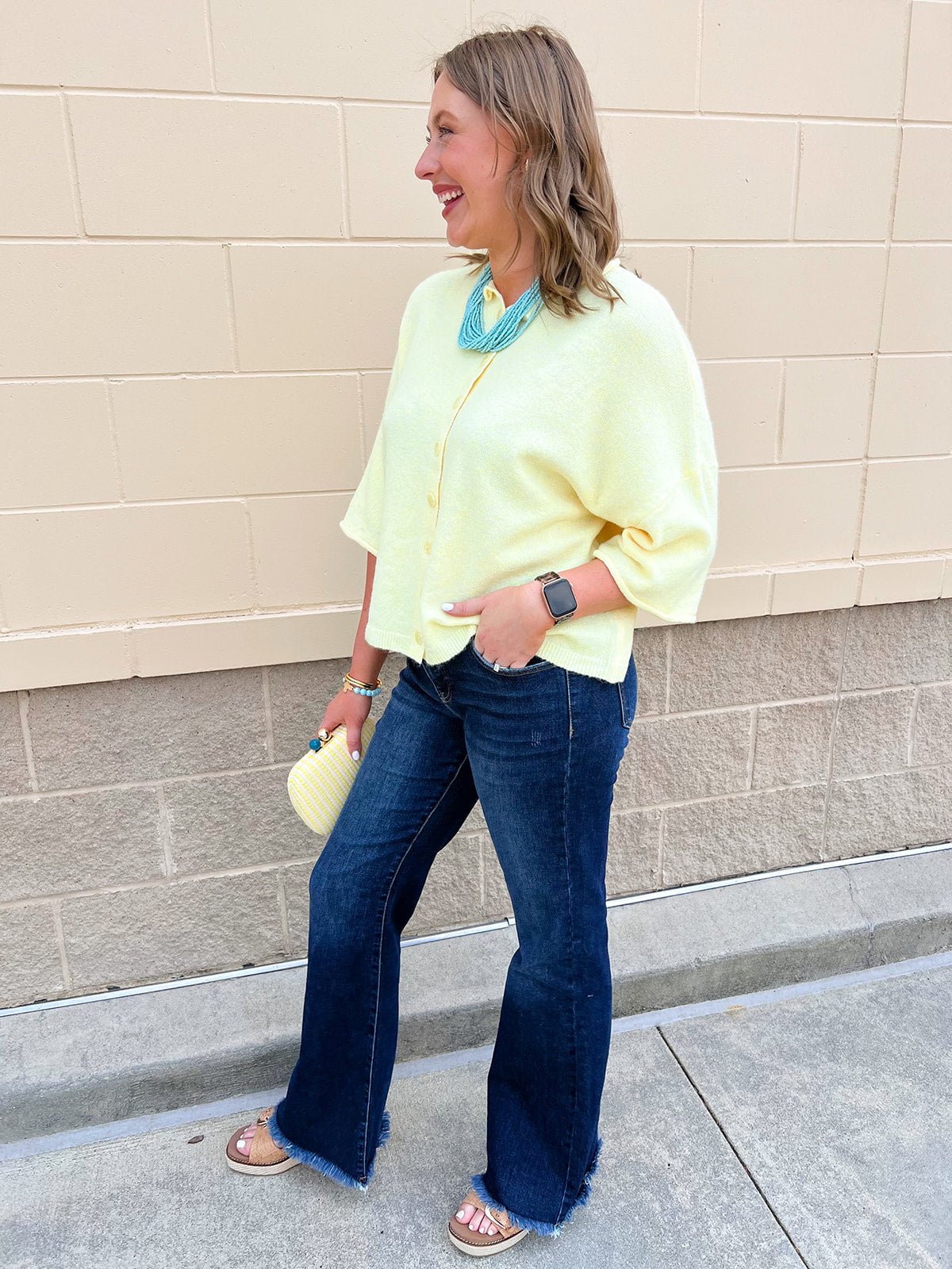 Golden Marigold Button Down Sweater - The Pink Pineapple 850