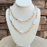 Golden Muse Oval Pearl Layered Necklace - The Pink Pineapple 850