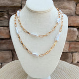 Golden Muse Oval Pearl Layered Necklace - The Pink Pineapple 850