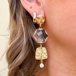 Golden Octagon Crystal Drop Earrings - The Pink Pineapple 850