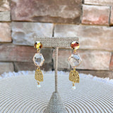 Golden Octagon Crystal Drop Earrings - The Pink Pineapple 850