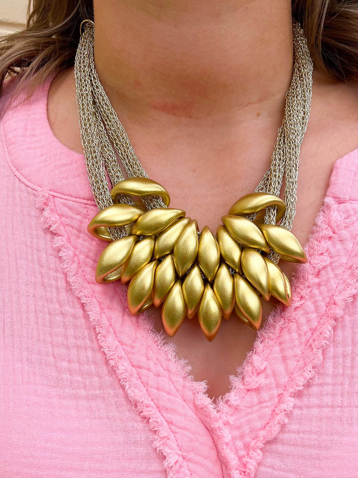 Golden Petal Statement Necklace - The Pink Pineapple 850