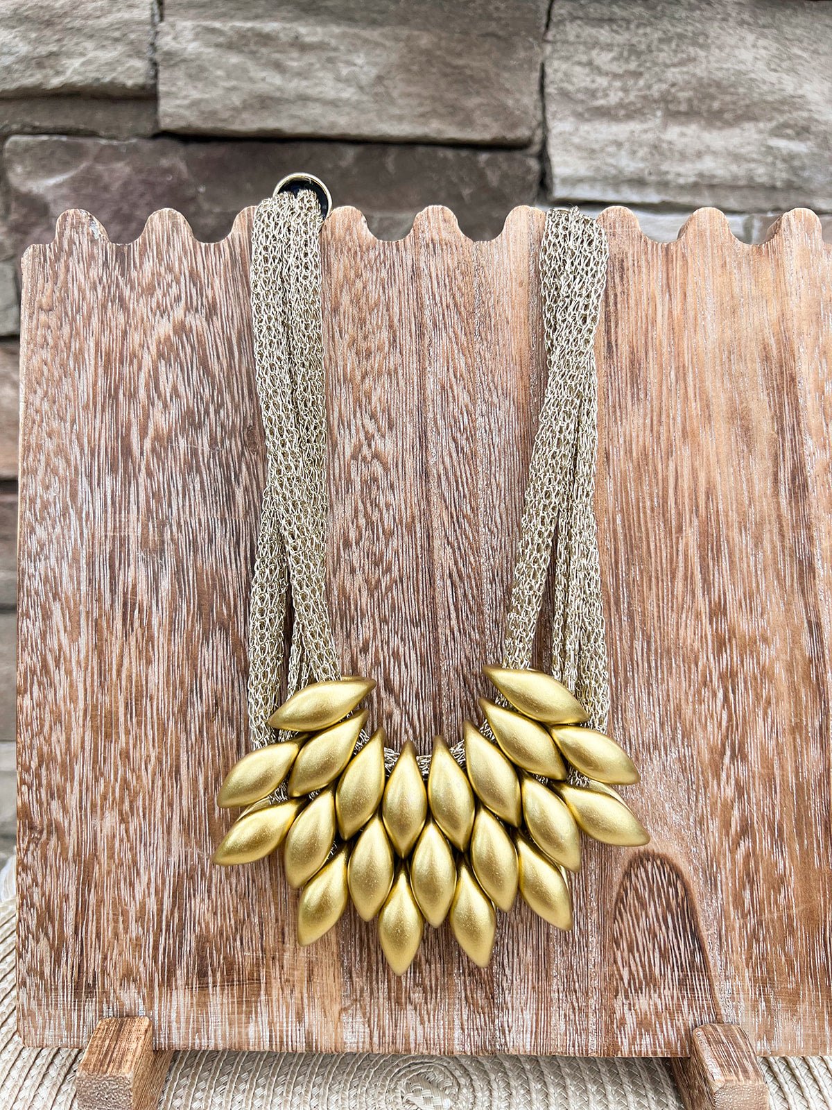 Golden Petal Statement Necklace - The Pink Pineapple 850