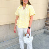 Golden Picnic Gingham Blouse - The Pink Pineapple 850
