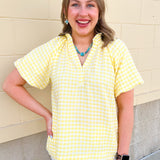 Golden Picnic Gingham Blouse - The Pink Pineapple 850