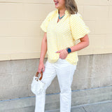 Golden Picnic Gingham Blouse - The Pink Pineapple 850