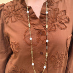 Golden Radiance Crystal & Pearl Oval Link Necklace - The Pink Pineapple 850
