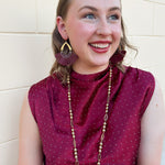 Golden Rhythm Oval & Bead Long Necklace - The Pink Pineapple 850