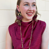 Golden Rhythm Oval & Bead Long Necklace - The Pink Pineapple 850