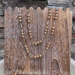 Golden Rhythm Oval & Bead Long Necklace - The Pink Pineapple 850