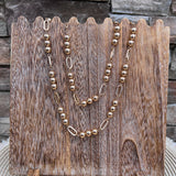 Golden Rhythm Oval & Bead Long Necklace - The Pink Pineapple 850