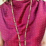 Golden Rhythm Oval & Bead Long Necklace - The Pink Pineapple 850