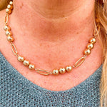 Golden Rhythm Oval & Bead Necklace - The Pink Pineapple 850