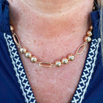 Golden Rhythm Oval & Bead Necklace - The Pink Pineapple 850