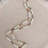 Golden Rhythm Oval & Pearl Necklace - The Pink Pineapple 850