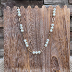 Golden Rhythm Oval & Pearl Necklace - The Pink Pineapple 850