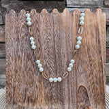 Golden Rhythm Oval & Pearl Necklace - The Pink Pineapple 850