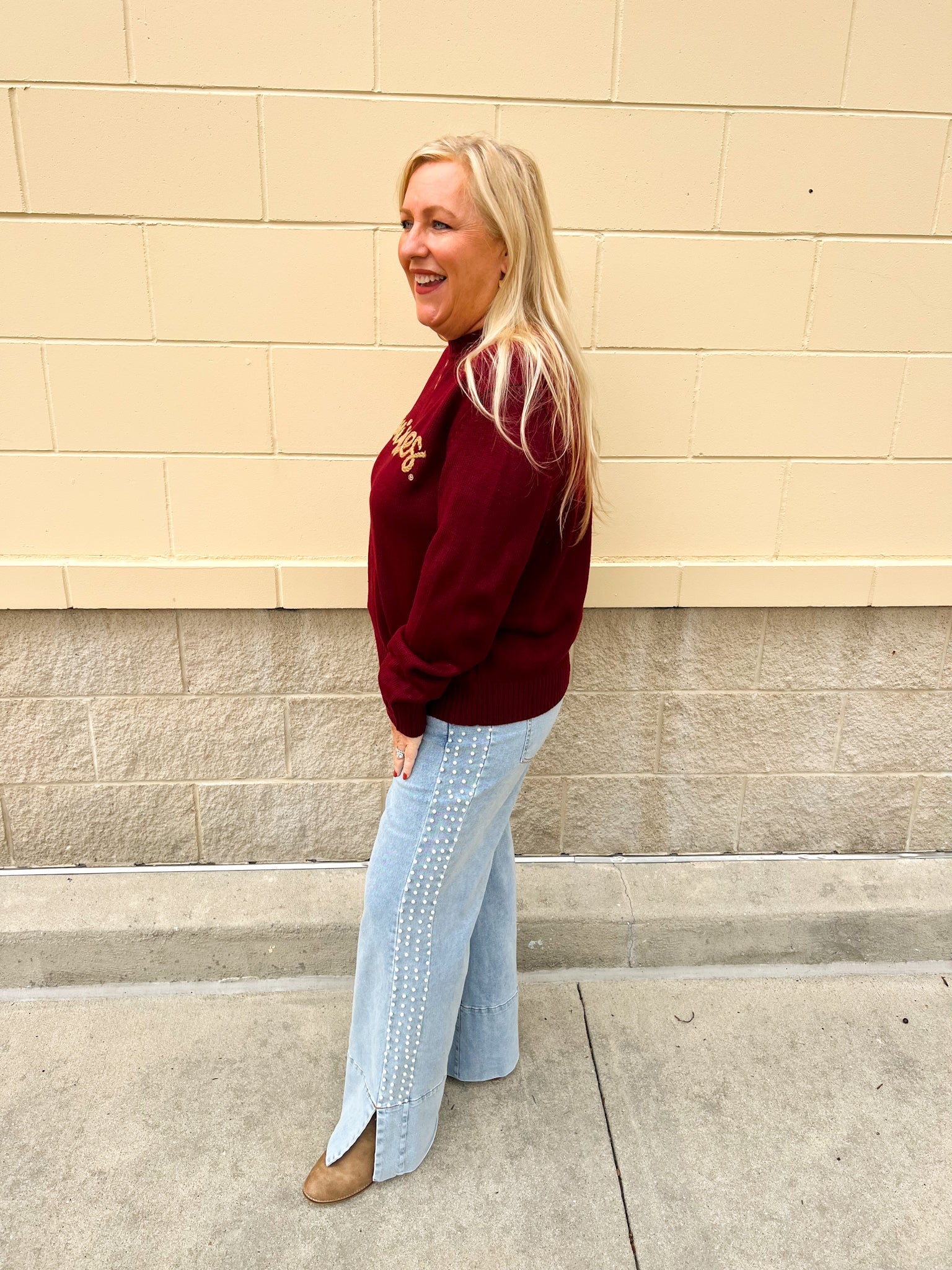 Golden Spirit Mock Neck Sweater - The Pink Pineapple 850