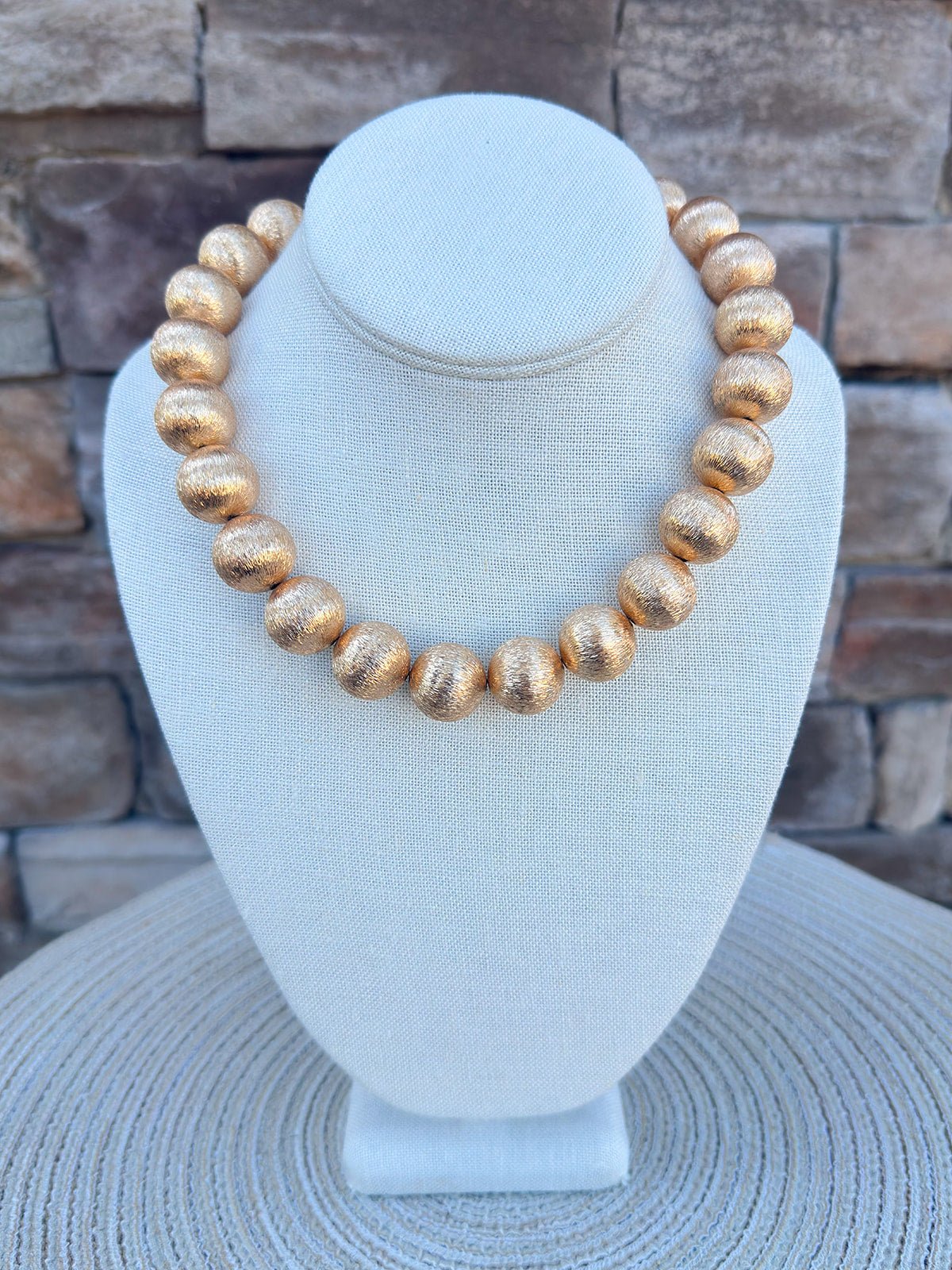 Golden Statement Bead Necklace - The Pink Pineapple 850
