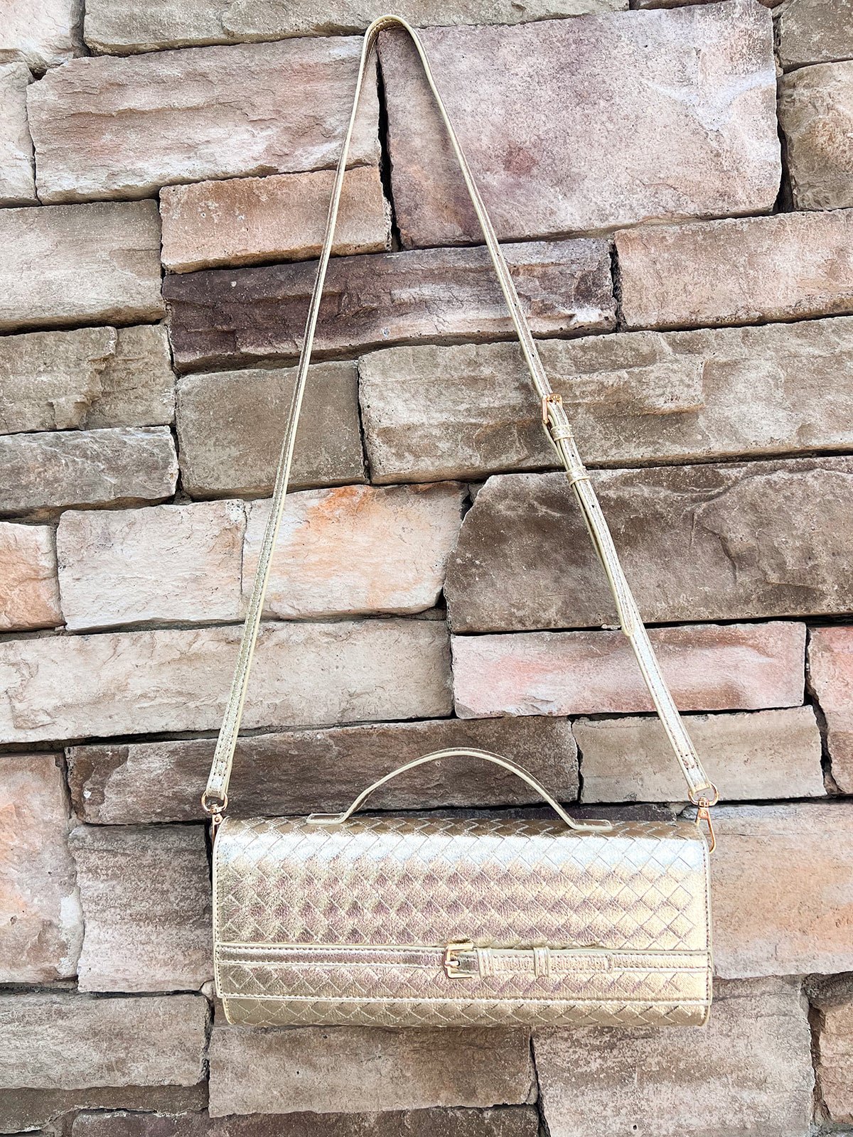 Golden Weave Luxe Crossbody Bag - The Pink Pineapple 850