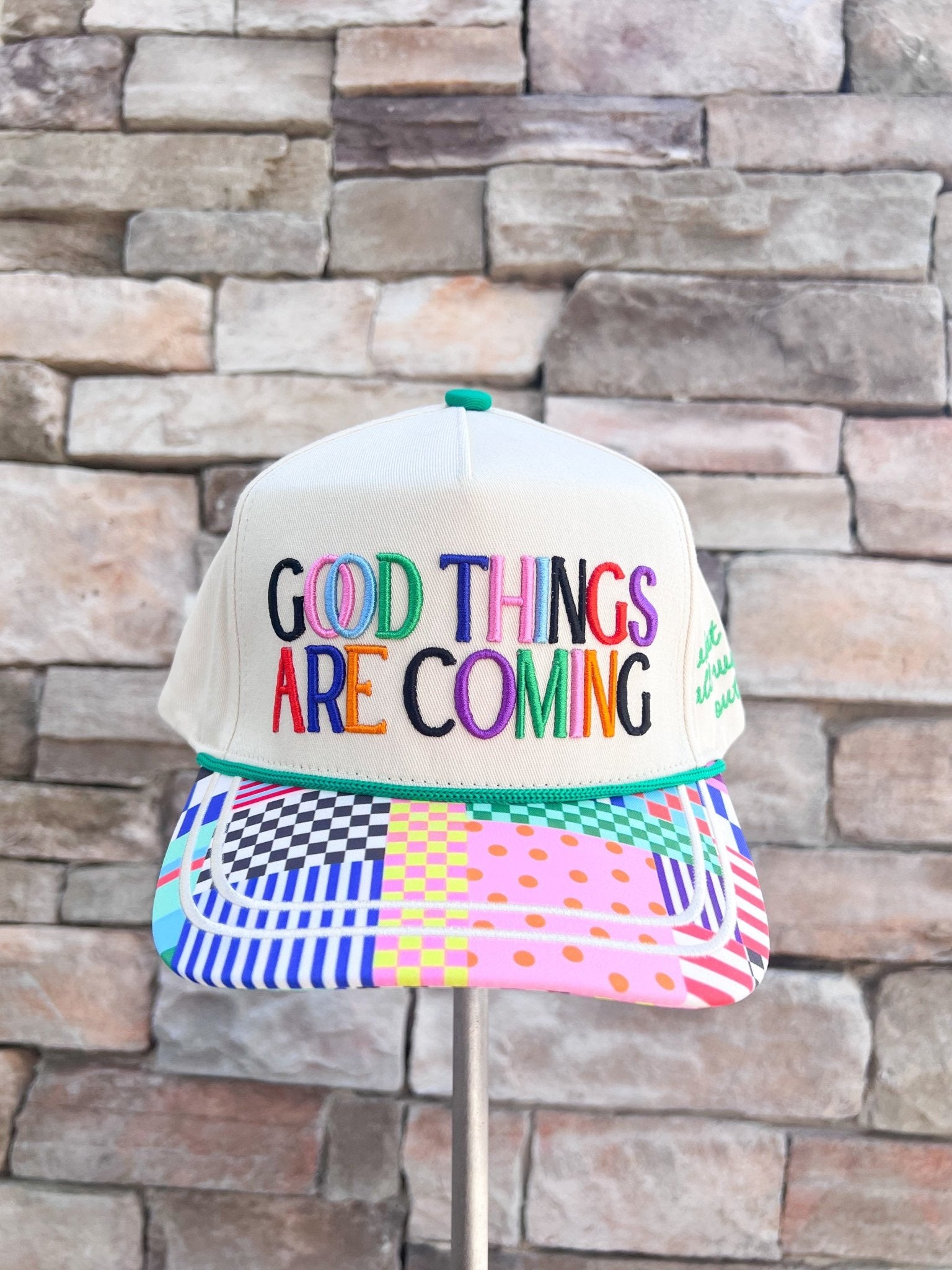 “Good Things Are Coming” Cream Trucker Hat - The Pink Pineapple 850