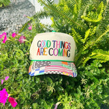 “Good Things Are Coming” Cream Trucker Hat - The Pink Pineapple 850