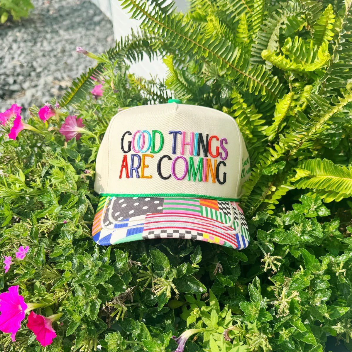 “Good Things Are Coming” Cream Trucker Hat - The Pink Pineapple 850