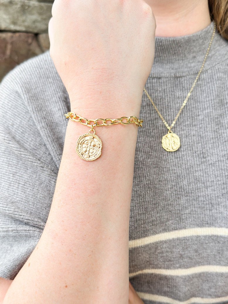 Grace Cross Chain Rustic 16k Gold Filled Bracelet - The Pink Pineapple 850