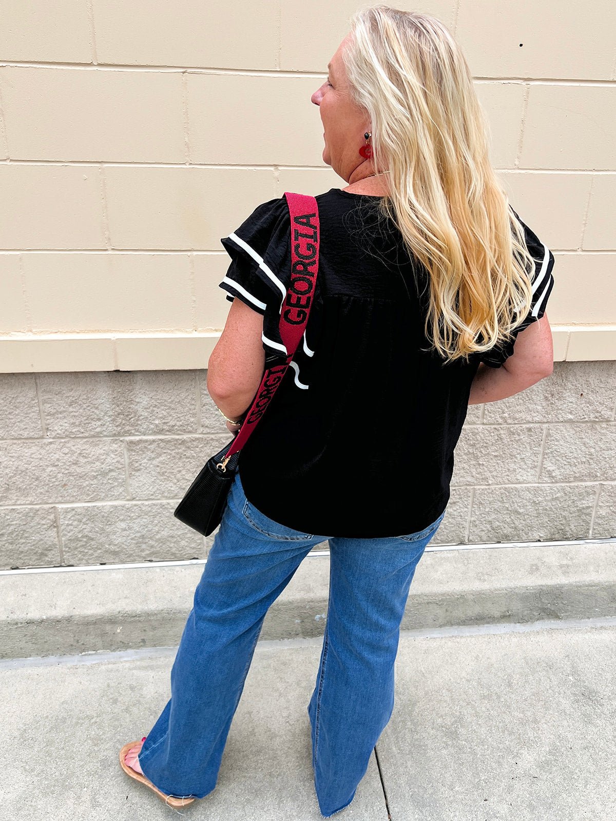 Graceful Ruffle Sleeve Woven Top in Black - The Pink Pineapple 850