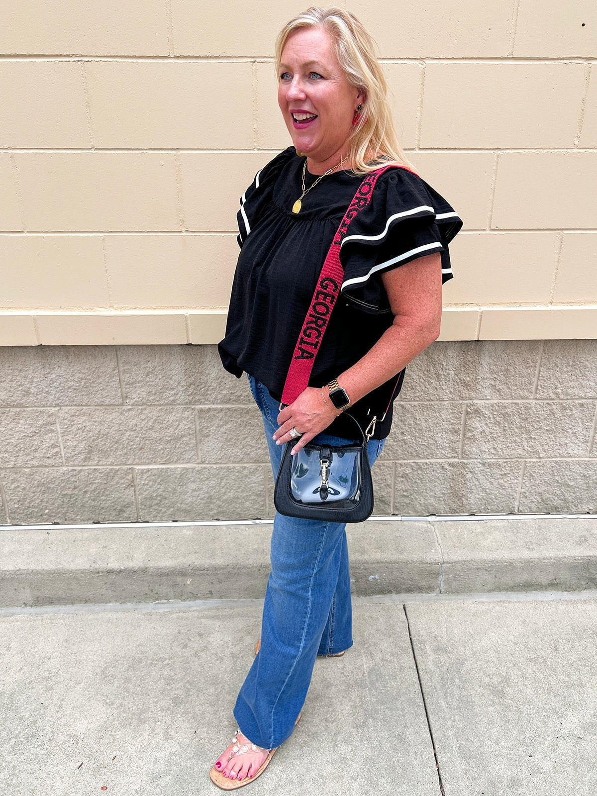 Graceful Ruffle Sleeve Woven Top in Black - The Pink Pineapple 850